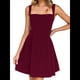 thumbnail image 1 of Vestido Mini Sin Mangas para Mujer (2025), Escote Cuadrado, Espalda Descubierta y Lazo Vestido de Fiesta Corto Vino Tinto M, 1 of 10