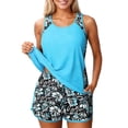 thumbnail image 4 of adviicd Tankini Modeste Maillot de Bain Tankini pour Femmes Contrôle du Ventre Haut de Tankini (Bleu, TG), 4 of 9
