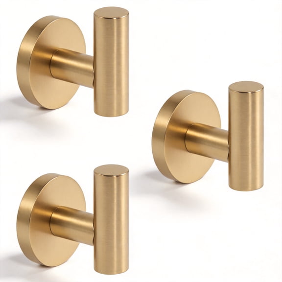 3 Pack Round Bathroom Towel Hooks -Champagne Gold Robe Hooks Coat Hooks Wall Hooks Bathroom Hooks Bedroom Hooks Kitchen Hooks