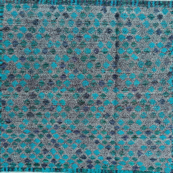 Ahgly Company Machine Washable Indoor Square Abstract Deep Turquoise Green Area Rugs, 5' Square