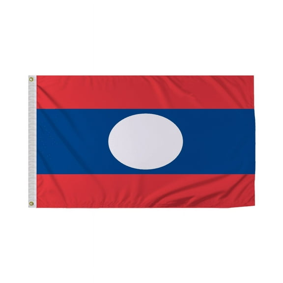 Promopatriot Laos Country Flag 3x5 Ft Outdoor Nylon Double Stitched Edges Canvas Header Brass Grommets 3'x5' Laos