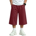 thumbnail image 2 of ZACPNCV Boys Girls Capri Sweatpants Elastic Waist Drawstring Lounge Capris Wide Leg Cropped Pants with Pockets Workout Joggers 11-12Years Burgundy, 2 of 9