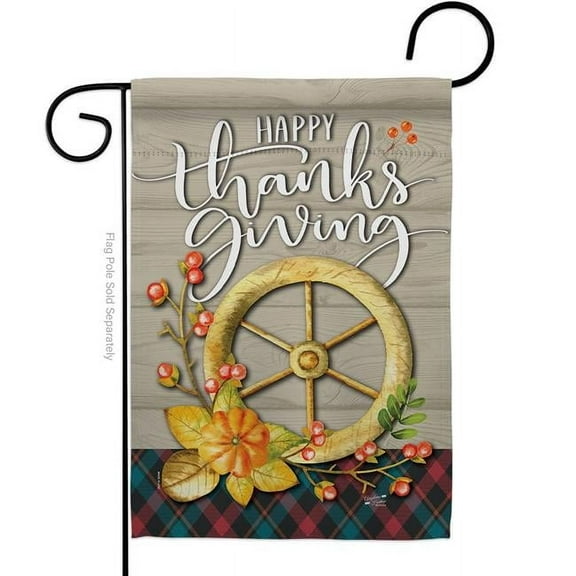 G135287-BO 13 x 18.5 in. Thanksgiving Fall Garden Flag Double-Sided Decorative Vertical Flags House Decoration Banner Yard Gift