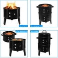 thumbnail image 2 of SOPTY Charcoal Smoker 3-in-1 Outdoor, Portable Charcoal BBQ Grill with Smoker Combo, Built-in Thermometer and Air Vent, 2 Layers Vertical Steel Charcoal Smoker for Outdoor Cooking Camping, Black, 2 of 7