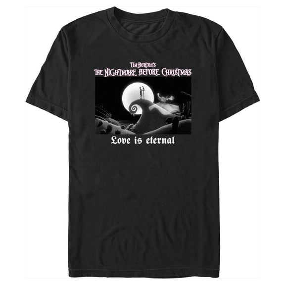 Men's The Nightmare Before Christmas Love is Eternal Scene Graphic Tee Black X Large