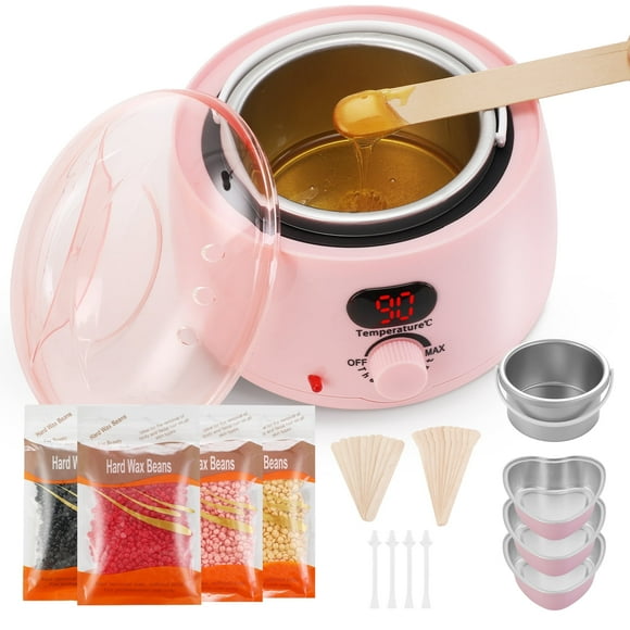 Lictin Waxing Kit for Women, Wax Warmer Machine for Hair Removal with 4 Packs of Wax Beads, Digital Waxing Kit for Sensitive Skin, Brazilian, Eyebrows, Face, Legs, Underarms