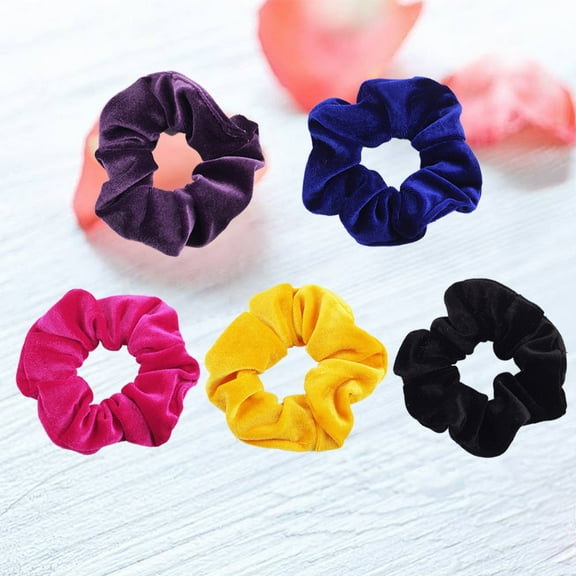 KONTONTY Elastic Hair Bands for Women 5Pcs Set Assorted Color Round Shape Simple Design for Everyday Wear and Styling