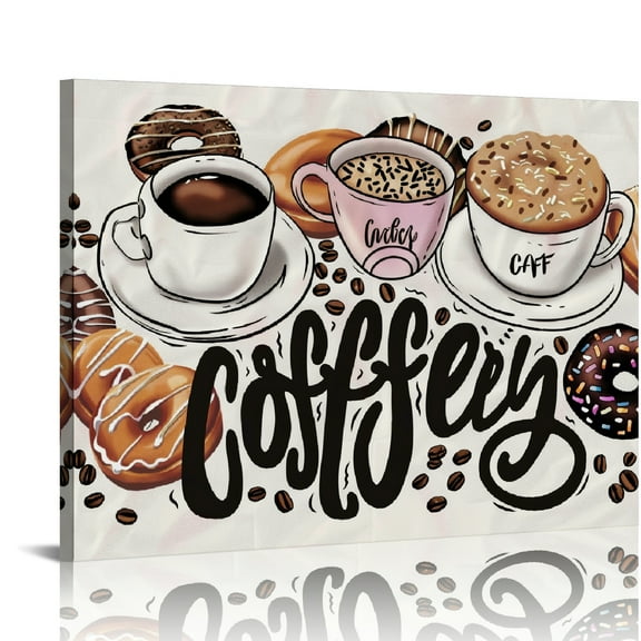 Autua Coffee Donuts Canvas Wall Decor for Bathroom Living Room Bedroom Office 20x16in