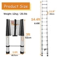 thumbnail image 2 of Telescopic Ladder 14.4FT Multi-purpose Ladder with 2 Hooks, Portable Aluminum Folding Ladder, Folded Size 3ft Easy to Store, 330lbs Load Capacity, Extension Ladder Space Saving for Home, 2 of 9
