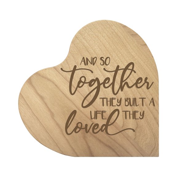 Engraved Wooden Heart Block 5” x 5.25” x 0.75” - And So Together
