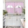 thumbnail image 4 of Pink Grid Swag Curtains for Living Room/Bedroom Windows, Checkered Plaid Gingham Lattice Trellis Print Kitchen Curtains and Valances Set 36 Inch Length, Light Filtering Swags Valance Curtain Panels, 4 of 5