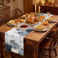 thumbnail image 2 of Navy Blue Pumpkin Fall Table Runner - 36 Inch Long Thanksgiving Harvest Botanical Vintage Cotton and Linen Blended Dress Scarves Farmhouse Table Runner for Kitchen Dining, Coffee Table, 13" x 36", 2 of 8