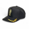 thumbnail image 3 of Vago Style Gorra San Judas Snapback Negra Gamuza Placa Dorada Visera Curva, 3 of 5