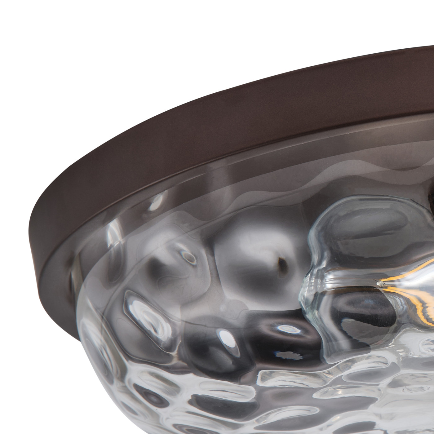 Aiwen 2-Light Bronze Ceiling Lamp Ripple Clear Glass Metal Flush Mount Light Fixture