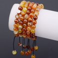 thumbnail image 2 of Natural Healing Power Gemstone Crystal Beads Unisex Adjustable Macrame Bracelets 8mm,Amber Agate, 2 of 3