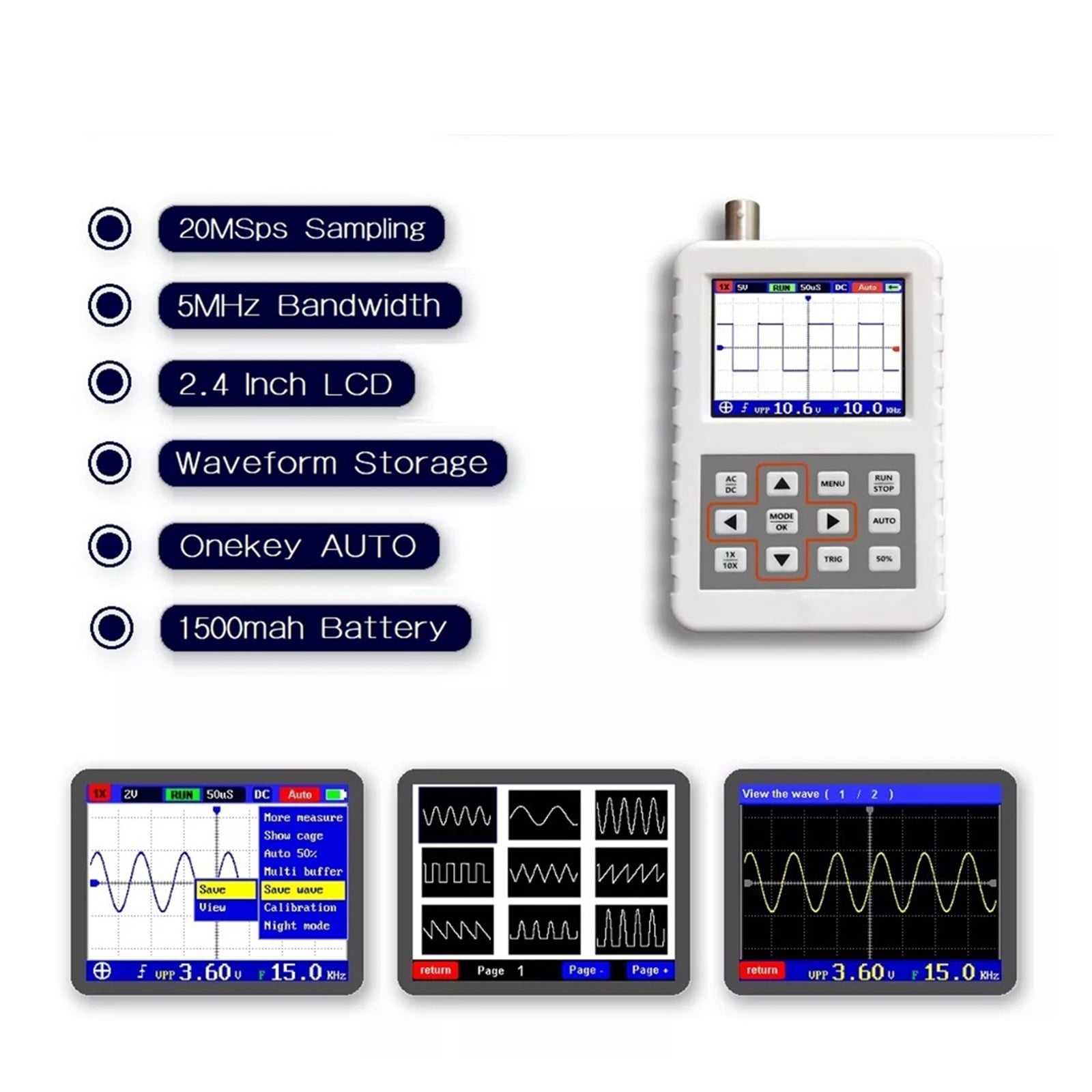 Digital Oscilloscope 3 Trigger Modes 20Msa s 5Mhz Analog Bandwidth Signal Generator Measuring Instrument ,Professional Designed