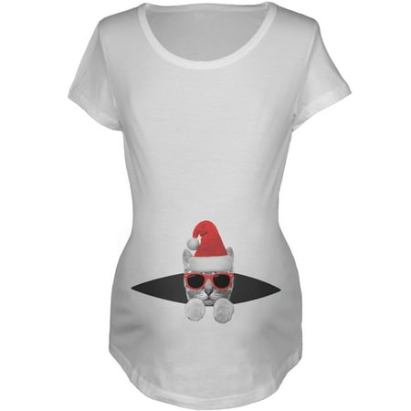 

Peeking Christmas Cat Women s Maternity T-Shirt - Small
