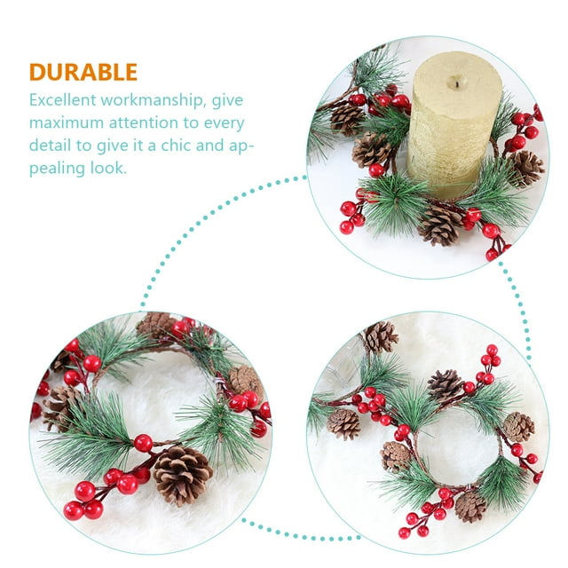 4Pcs Candle Rings Tea Light Ring Candle Wreaths Christmas Party Table