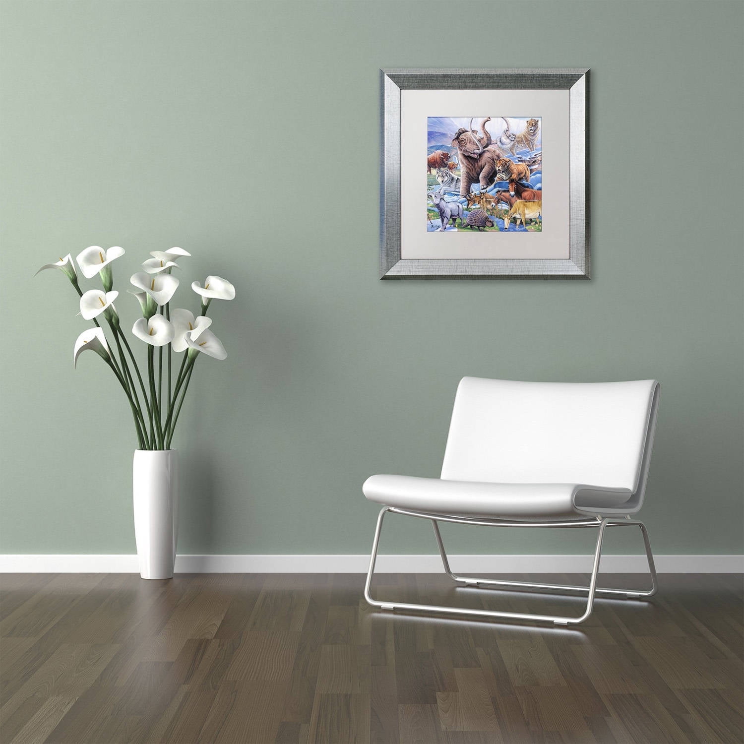 Trademark Fine Art 'Ice Age Color' Canvas Art by Jenny Newland, White Matte, Silver Frame