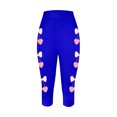 thumbnail image 4 of lcziwo Clearance, Women's High Waist Tummy Control Cropped Yoga Pants Valentine's Day Heart Printed Workout Leggings Casual Elastic Tight Capri Leggings Blue XXXL, 4 of 5