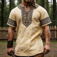 thumbnail image 2 of JAJAHO V Neck T Shirt For Men Ethnic Style Print Graphic Tees Casual Short Sleeve Summer Shirts Soft Tops, 2 of 4