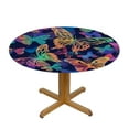 thumbnail image 3 of Nawypu  Colorful Rainbow Butterflies Vintage Fitted Round Table Cover with Elastic Protector Table Kitchen Dinner Waterproof Oil-Proof Tablecloth, 3 of 7