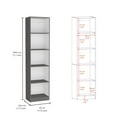 thumbnail image 4 of Home Xs Bookcase With 5-Tier Shelves And Slim Design -Matt Gray / White -Office, 4 of 6