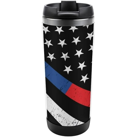 

Police and Firefighter American Flag Stainless Steel Tumbler 380ML with Lid Double Wall Printed Cup Travel Mug for Home Office