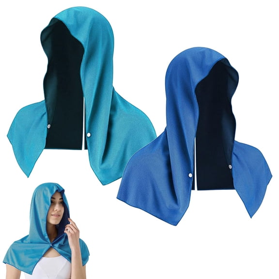 2 Packs Absorbent Cooling Hoodie Towel Wraps, Quick-Drying Cooling Towels for Neck Instant Soft Scarf Face Sun Protection Men Camping Sports Gym Hot Weather Outdoor A