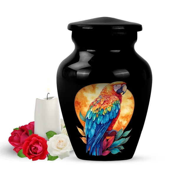 Yatskia Moonlight Colorful Parrot Urns for Human Ashes Adult Man, Memorial Burial Urn for Ashes for Women, Funeral Cremation Keepsake Urn for Adult Ash, (Classic Pack of 1, 3 Inch)