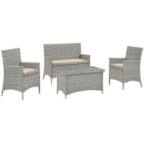 Bridge 4 Piece Outdoor Patio Patio Conversation Set - Light Gray Beige