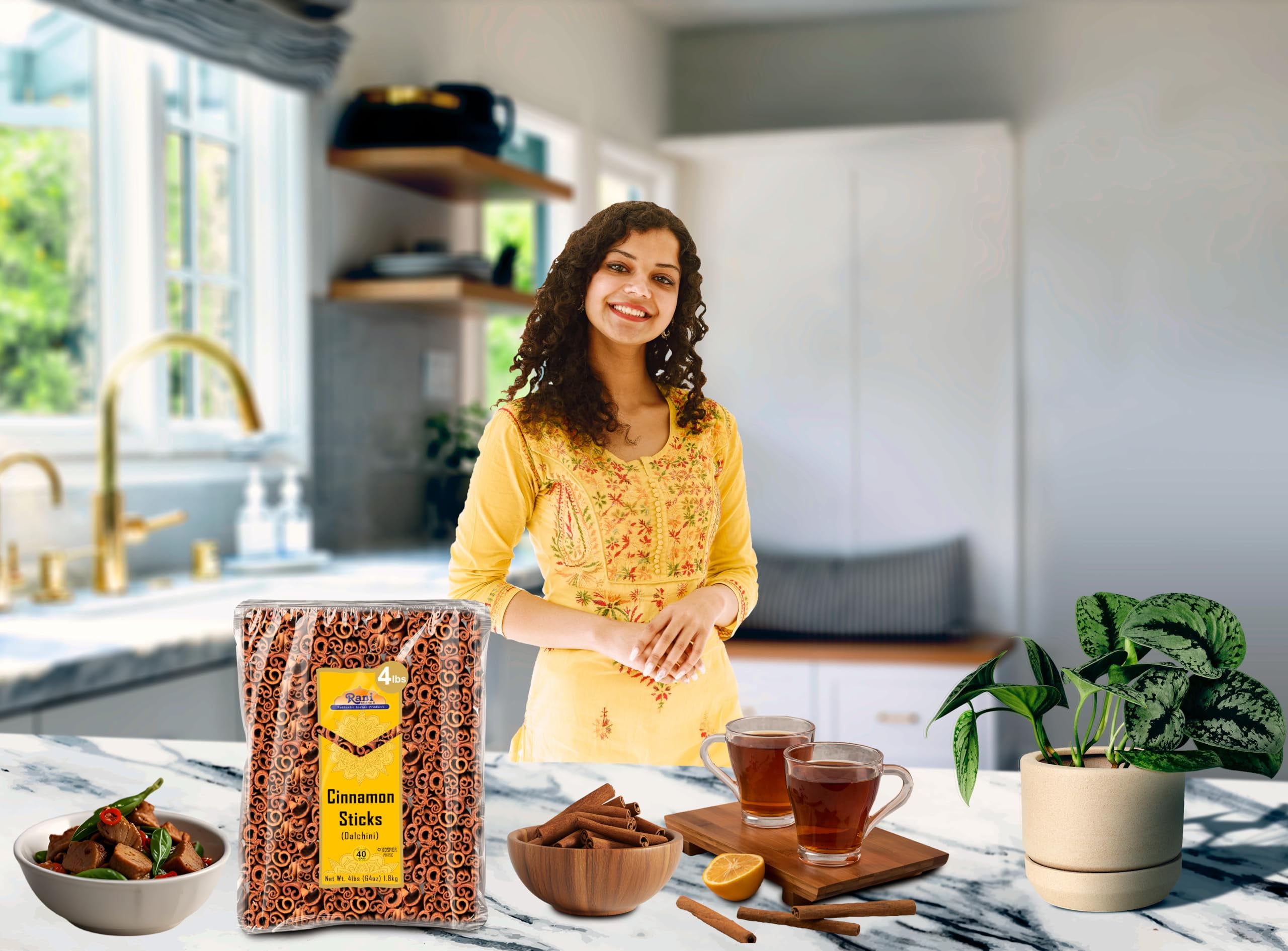 Rani Cinnamon Sticks 64oz (4lbs) 1.81kg Bulk Bag - 350-400 Sticks - Strong Aroma, Perfect for Baking, Cooking & Beverages | 3+ Inches Length - Cassia Saigon Cinnamon from Vietnam | Kosher