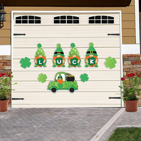 VictoryStore Jumbo St Patrick's Day Gnome Garage Display, St Patricks Magnet Decorations, 15 pieces, 20062