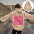 thumbnail image 2 of Pullovers Shirts Ladies Winter Loose Fit Hooded Long Sleeve Cap One Shoulder Drawstring Floral Hoodie Cotton Hoodies (Khaki,M), 2 of 7