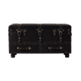 COZAYH Vintage Large Storage Trunk, Matte Black Chest with Latch Closure and Buckle
