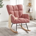thumbnail image 2 of Nmkwnr Modern Rocking Chair with Metal Frame, Upholstered Fabric Accent Chair for Living Room, Bedroom, Office, Pink, 2 of 9