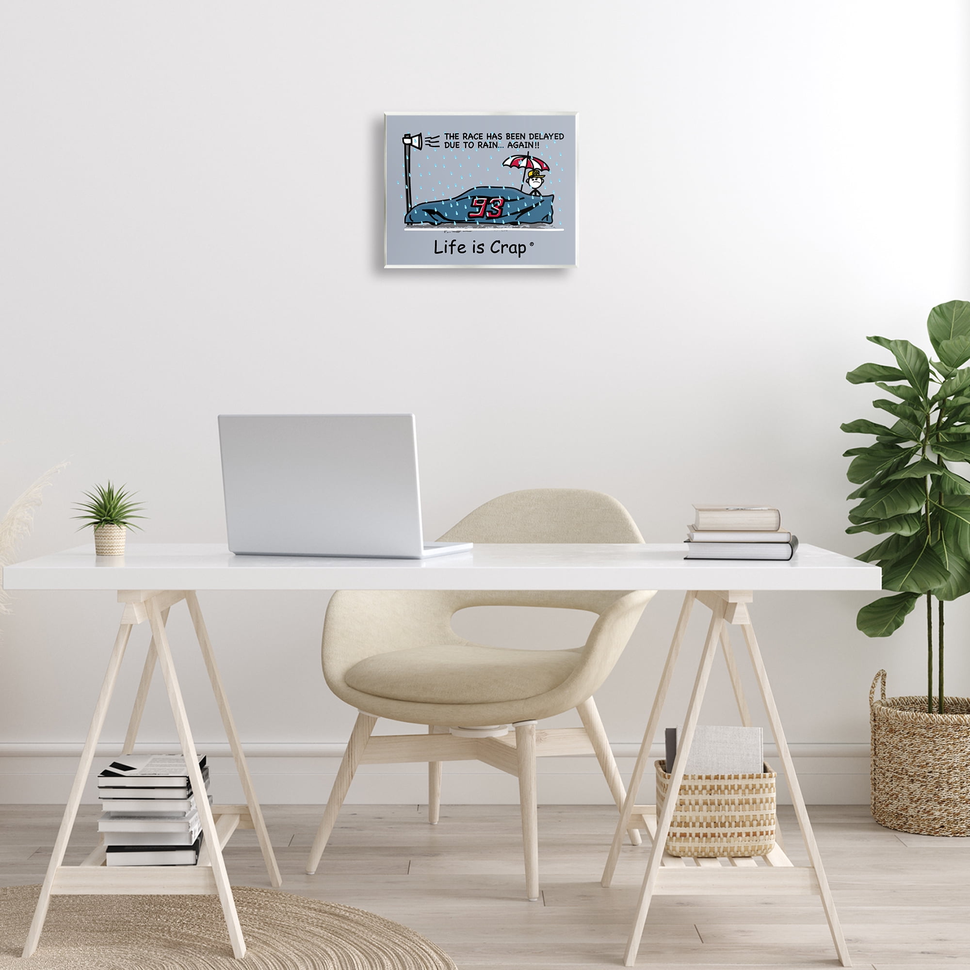 Stupell Industries Rain Delayed Race Novelty & Humor Painting Unframed Art Print Wall Art, 14 x 11