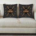 thumbnail image 3 of Set of 2 Vintage DAYLENS Throw Pillow Covers 18x18in Dark Background with Golden Stars & Drumsticks Perfect for Couch & Bed, 3 of 8