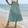 thumbnail image 4 of XuJwPNcy Skirts for Women Casual Elastic Waist Ruffle Maxi Skirt Soft Cotton Linen Summer Skirts with Pockets for Beach, 4 of 7