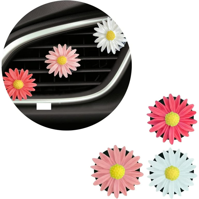 8 Pieces Daisy Flowers Air Vent Clips Car Freshener Clip Air Vent  Decorative Clip for Car Air Vent Decorations Accessories(White)