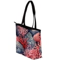 thumbnail image 3 of Coral Canvas Leather Mix Hand-Held Bag with Twill, Sponge, & Jeanette Material | 30x10.5x39cm Dimensions, 3 of 5