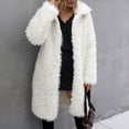 thumbnail image 3 of Pounoo Womens Long Fuzzy Fleece Sherpa Jackets Stand Collar Trench Fuzzy Coat Winter Warm Fashion Outerwear Clothing Gift, 3 of 9