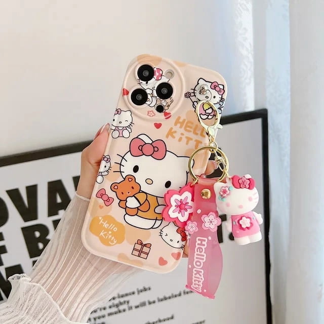 Hello Kitty Phone Case With Keychain For iPhone 6 6Plus 7 8 X Xs XR 11 12 mini 13 14 Pro Max SE ZR