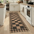 thumbnail image 2 of FairOnly Checkerboard & Diamond Washable 2'x6'Runner Rug for Bedroom Non Slip Ultra Thin Pet Friendly Carpet for Hallway Kitchen,Black Brown, 2 of 7