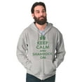 thumbnail image 3 of Keep Calm Shamrock On St Patrick's Zip Up Hoodie Men's Women's Brisco Brands S, 3 of 6