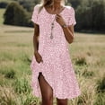 thumbnail image 2 of longantii Midi Dresses for Women Casual Crew Neck Flowy Swing Dress Casual A Line Short Sleeve Summer Beach Dresses Loose Elegent Tea Party Dress Pink M, 2 of 5