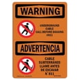 thumbnail image 1 of SignMission OS-WS-A-1824-L-12854 18 x 24 in. OSHA Warning Sign - Underground Cable Call No.811 Bilingual, 1 of 1
