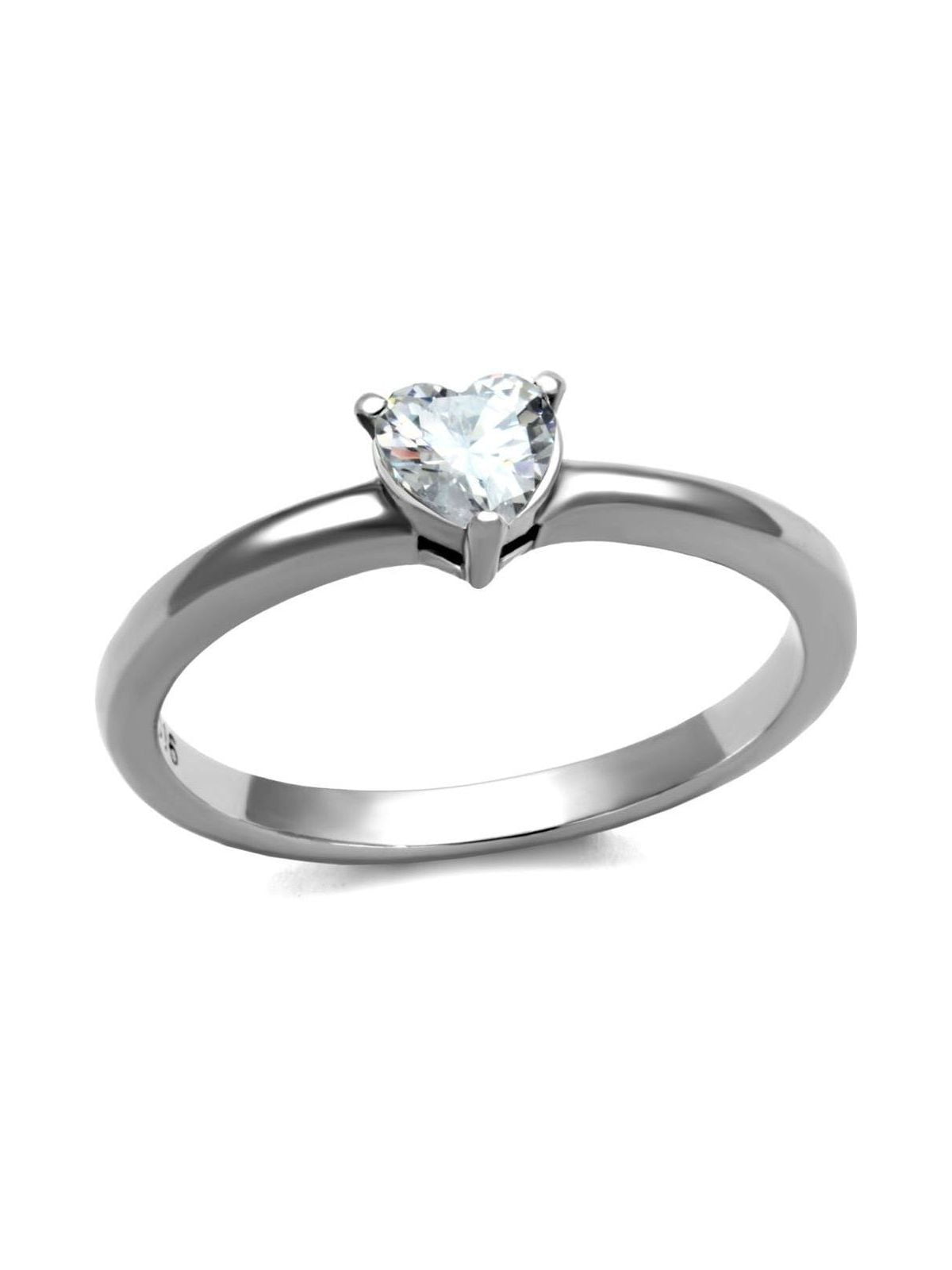 45 ct Solitaire Engagement Ring Heart Designer Stainless Steel