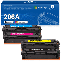 206A Toner Cartridges (With Chip) Compatible for HP 206A Toner Cartridges for 206A W2110A Toner Cartridge for HP Color Laserjet Pro MFP M283fdw (4 Pack)