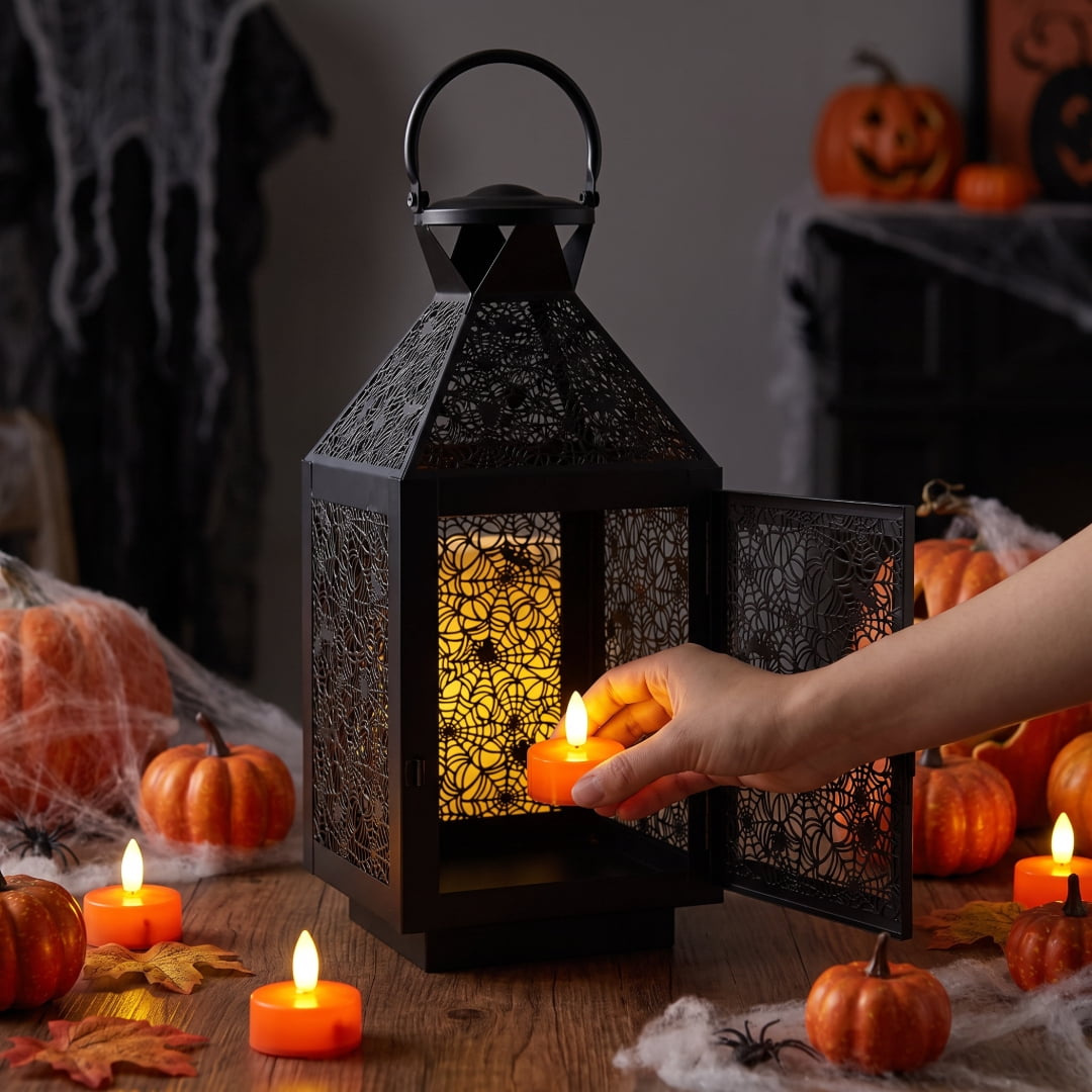 Battery-Operated LED Tealight Candles, Orange, 4 Count, Halloween by Way To Celebrate